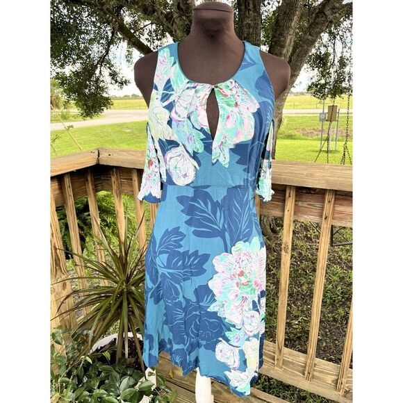 Anthropologie Dresses & Skirts - Anthropologie Maeve Floral Fit N Flare Cold Shoulder Turquoise Dress Sz 6 $138
